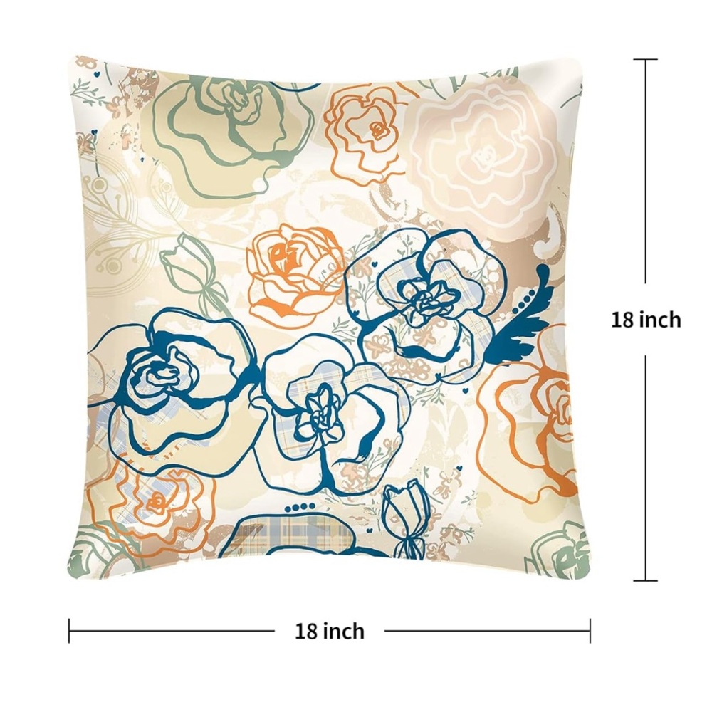 NWT 2pk Decorative floral graffiti Square Pillowcase 18x18in